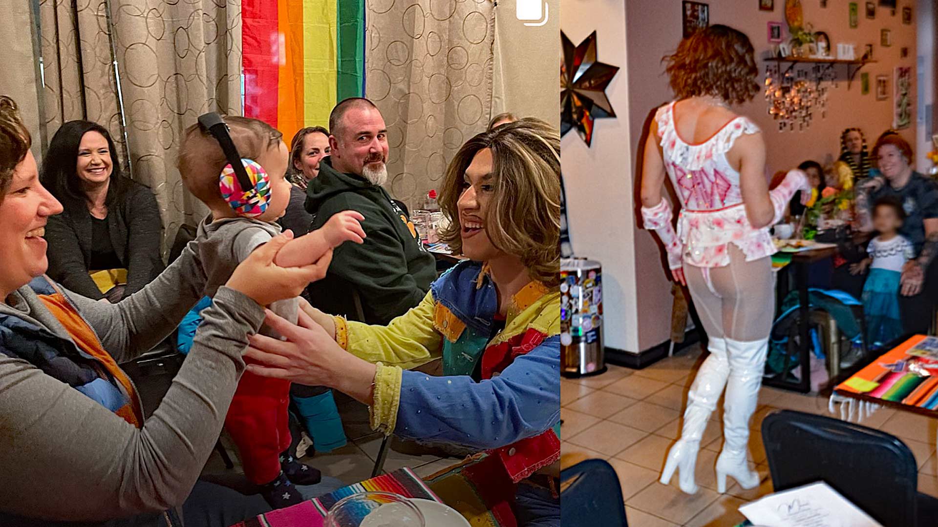 Drag queen performs lap dance on student and gyrates in front of cheering  children